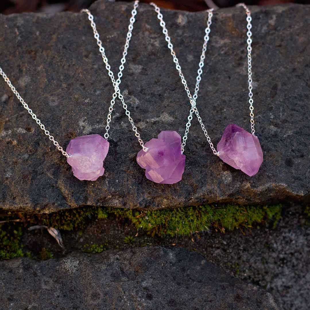 Amethyst Necklace, Genuine Crystal, Gemstone Necklace, Amethyst Moon, –  Phoebe`s