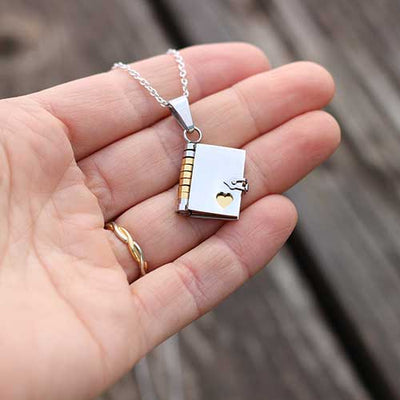 Personalized Book Locket Silver Book Necklace With Photo 